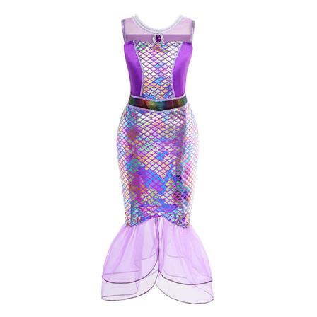 Tytt jen Pieni Merenneito Ariel Prinsessamekko Cosplay-asu Lasten Juhlaesitysvaatteet AMY8 110cm