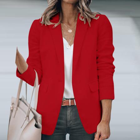 Kvinnor Enkelknäppt Ytterkläder Öppen Front Blazer