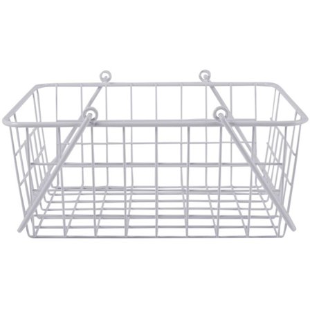 Bärbar vit järnmetall förvaringskorg galler med handtag fruktförvaringsorganisatör hållare dekoration diverse korg