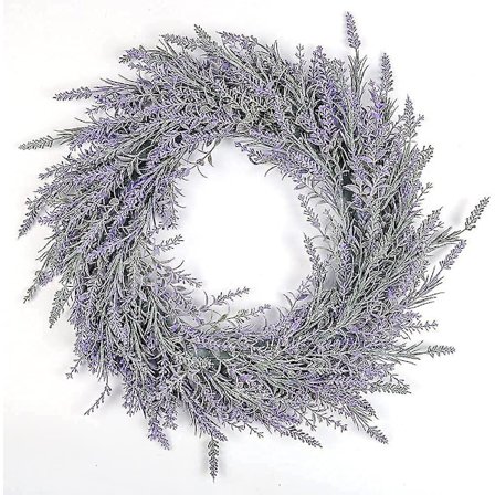 Kunstig blomsterkrans Lavendelkrans Hoveddørskrans Grønne kunstige forårshængende krans til vindue vægdekoration 45cm