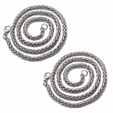 2x Modehalsband i rostfritt stål för män och kvinnor, kölkedja 3mm 24 tum