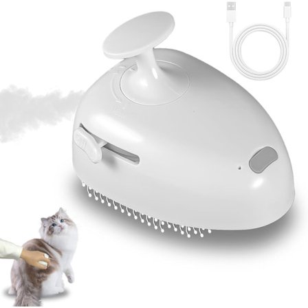 Vit 2-pack Kall Dimma Husdjursborste för Katter/Hundar - USB Uppladdningsbar Avhåring Verktyg med Statisk Reduktion, Tyst Massage Design för att Ta 