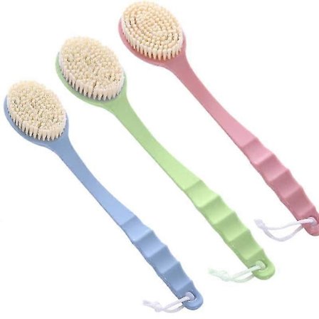 Set med 3 Långskaftade Kroppsbad Dusch Ryggborste Skrubber Hud
