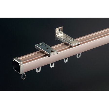 Fortykket gardinstang, lydløs aluminiumlegering, dobbeltsporet gardinskinne (rosa guld)