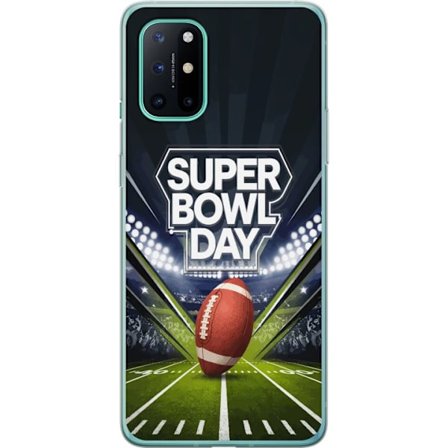Kompatibelt Mobildeksel til OnePlus 8T Super Bowl Day plakat med amerikansk fotball på opplyst arena i dramatisk sportsdesign