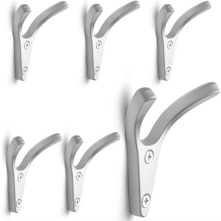 6 stk. doble veggkleshengere, minimalistiske veggmonterte tunge kleshengere i sinklegering for entre, soverom, bad, multifunksjonelle kleshengere med 