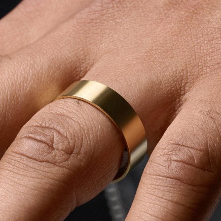 Anillo de acero dorado mate para hombres - Anillos de acero