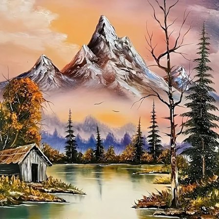 Mountain Lake Diamantmaleri Sæt til Voksne, DIY Runde Diamant Ædelstens Kunst Sæt, Diamant Prikker Bore Kunst Sæt Landskab til Begyndere Billede 