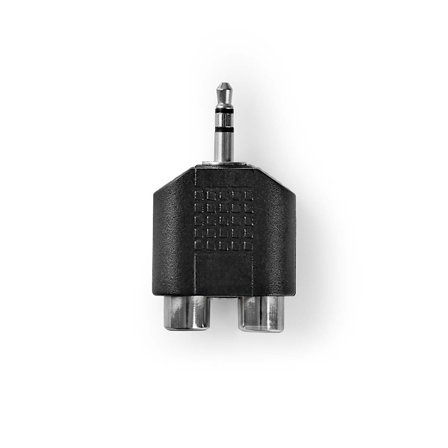 Stereo Audio Adapter | 3.5 mm Hane | 2x RCA Hona | Nickelplaterad | Rak | ABS | Svart | 1 st. | Låda