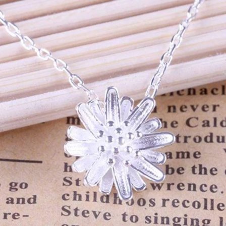 Flower necklace - silver color