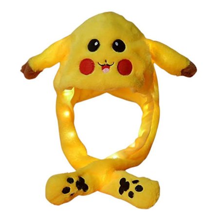 Morsom Pikachu Bevegelig Hoppende Lue Plysj Lue Cap For Kvinner Jenter Med Lys