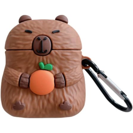 Hörlursfodral för AirPods 3, Sött Hållande Orange Lugn Capybara Fodral Mjukt TPU Silikonfodral Härlig Brun Capybara AirPods 3 Skyddsfodral Skal