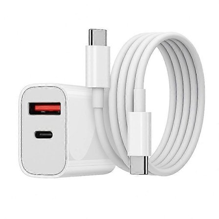 Snabbladdare för iPhone / Samsung Dubbel USB-C-port med USB-C-kabel