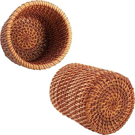 2 Pak Rattan Blyantsholder, Håndlavet Viklet Pennekop Makeupbørster Ho