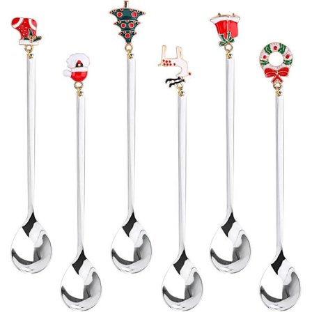 Joululusikat jouluisella riipuksella, korkealaatuiset ruostumattomasta teräksestä valmistetut lusikat, koristeelliset ja toiminnalliset astiat 