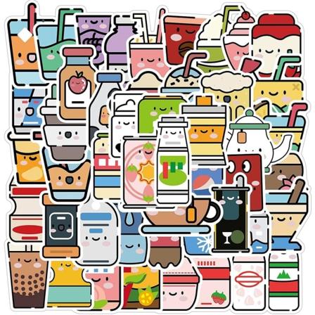 50 kpl söpöjä juoma-animetarroja esteettinen Kawaii-kannettava tietokone kitara matkalaukku jääkaappi puhelin Graffiti-tarra tarra lapsi klassiset 