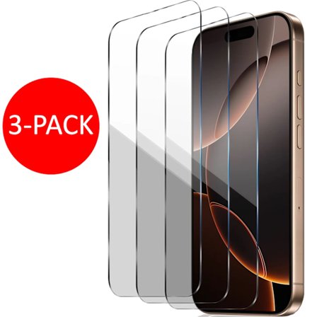 3-pak iPhone 16 Pro Skærmbeskytter Hærdet Glas Premium