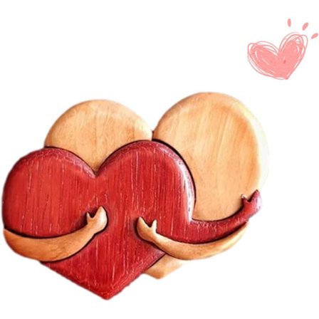 Et kram fra mit hjerte til dig Håndlavede træskæringer, Et kram fra mit hjerte til dit, Træ Et kram fra mit hjerte, Gave til ham og hende