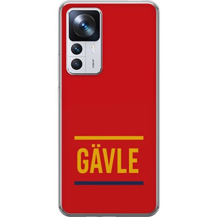 Kompatibel Mobilcover til Xiaomi 12T Gävle tekstdesign i gul typografi på rød baggrund med dekorative linjer