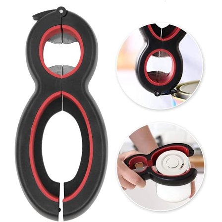 1 flaskeåpner i rustfritt stål, multifunksjonell flaskeåpner, kjøkkenverktøy, lokkåpner, boksåpner