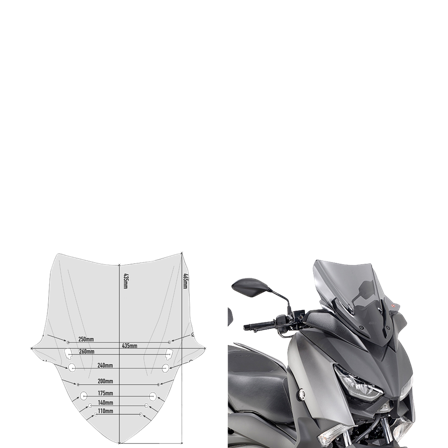 Givi Scooter D-S Windscreen Smoked - Yamaha X-max 125 2018-2022