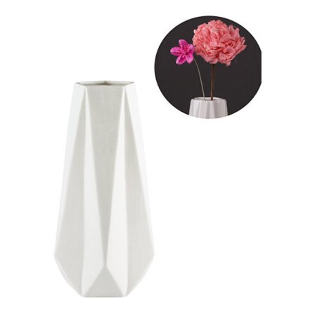 Nita modern, kantig stengodsvas, 18,5 cm hög, vit