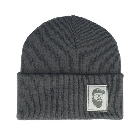 Bearded Man - Grå cuff Beanie - Cap Man Patch Graphite Grey Beanie @ Hatstore
