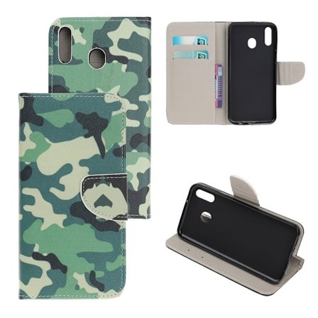 Samsung Galaxy A40 ristikkäistekstuuri nahkakotelo - Naamiointi