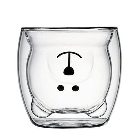 Tegneseriebjørn Krus Dobbelt Lag Gjennomsiktige Glasskopper Kaffekrus Par Gaver