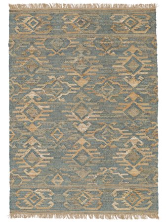 Innen-/Outdoor-Teppich Diamant Klein Kalahari Jute - Beige/Blau 140X200