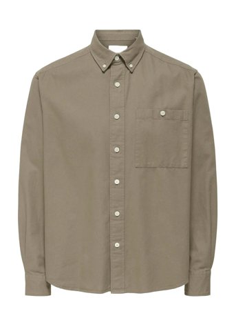 ONLY & SONS Onslennart Loose Oxford Shirt 0382 - Khaki green - L