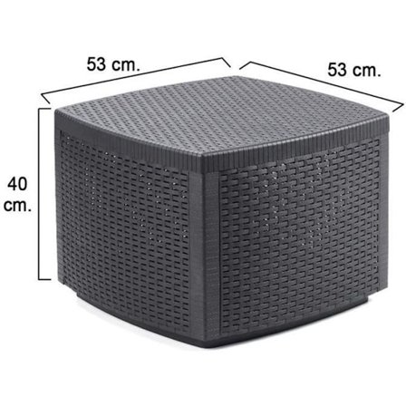 LE PLASTIK - HAVEBORD OG OPBEVARING "NAXOS" ROKOKO EFFEKT 54X54XH39,5CM