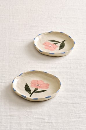 Jotex - ø 17 Cm Sidetallerken 2-pakk Naturvit/multi - BOTANIC - Kjøp Tallerkener hos Jotex