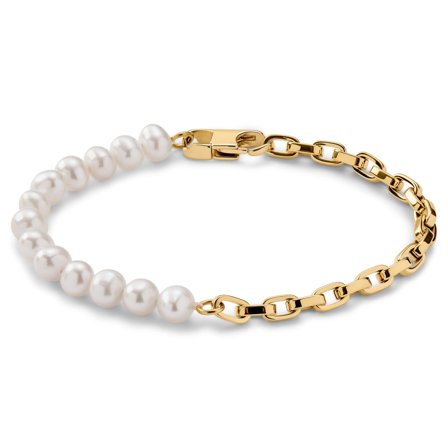 Ocata | Gold-Tone Anchor Chain & Pearl Bracelet for Men - Steel bracelets