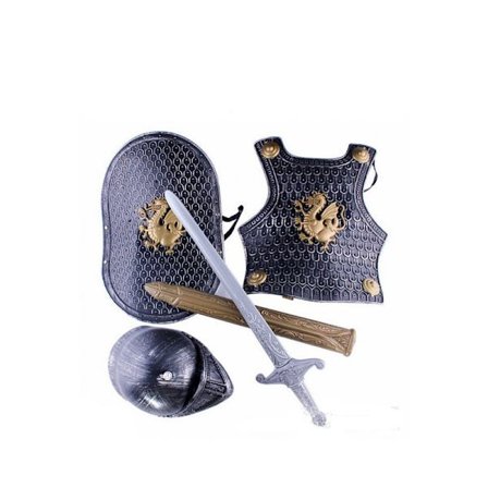 Ridderrustning Halloween-tilbehør for barn, inspirer fantasien din, svart, 26 x 20 x 15 cm, 1 sett - Perfekt