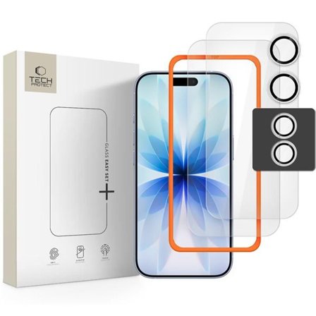 Tech-Protect Easy Set+ 3-pack härdat glas för iPhone 17 - transparent