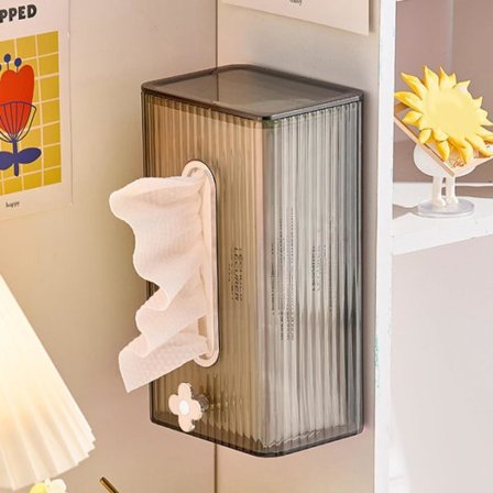 IC Vævsæskeholder til vægmontering, Klar Vævsæskeholder til badeværelse, Dekorativ Vævsæske i plast Hjemindretning (grå)