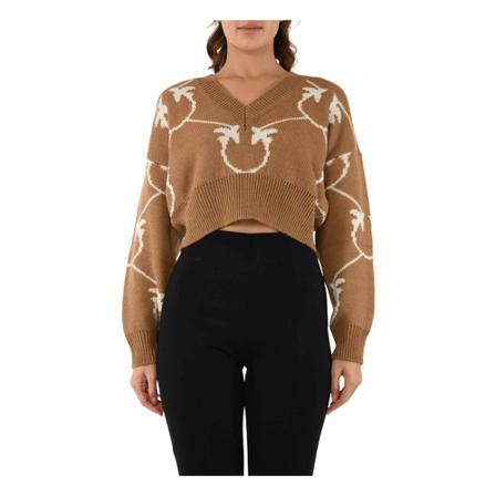Pinko - Stickade Tröjor & Koftor - Brun - Dam - Storlek: M, Dam, Storlek: M