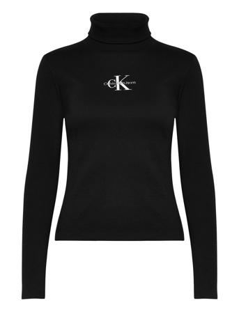 Monologo Rib Roll Neck Høyhalset Pologenser Svart Calvin Klein Jeans*Betinget Tilbud