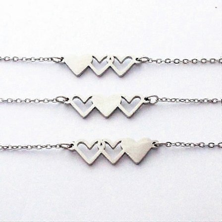 Personligt Halsband med 3 Hjärtan för Systrar, Systerhalsband för 3, Smycken för Döttrar, 3 Hjärtans Halsband, 3 Döttrar, Present till Hennes