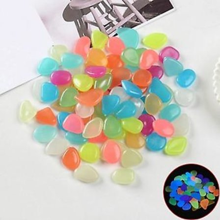 500 stk. Selvlysende Sten Havegrus Sten til Udendørs Gangstier (Blandet Farve)