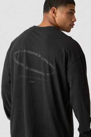 ICANIWILL - Grit Stonewashed Long Sleeve T-shirt Print Black - Heren - sportkleding van ICIW