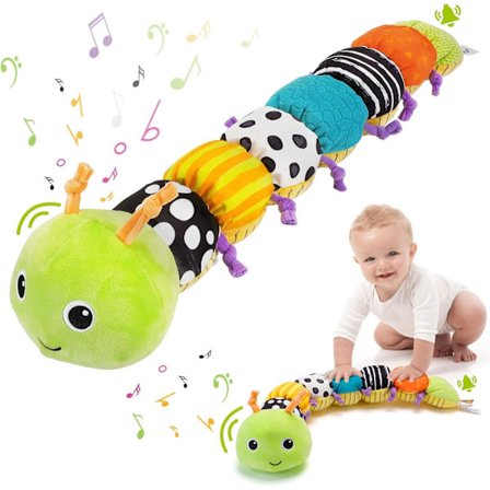 Baby Musical Toy - Baby Sensory Toys Music Stuffed Animal Soft Plush Toys, Early Learning Toys with Rattles for Babies 0-3-6-12 Months,Caterpillar