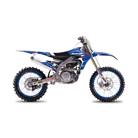 Kit Adesivi Completo Blackbird Dream 4 con Coprisella Blu-Nero-Bianco - Yamaha YZ 450F 2018-2019