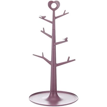 Krus holder træ, krus holder kaffekrus holder aftagelig arrangør krus stativ stativ bordplade krus træ hjem opbevaring krus kroge (Rose Red)