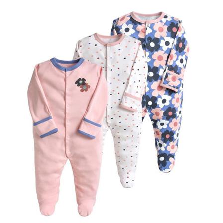 Baby Animal Print 3st Footie Onesies Långärmad Romper