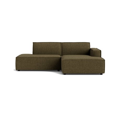 Pladsbesparende Lyon Chaiselong Sofa med Open End, Højrevendt - Modesto Mørkegrøn - Kompakt Design, Perfekt til Små Stuer - 247x160x80cm