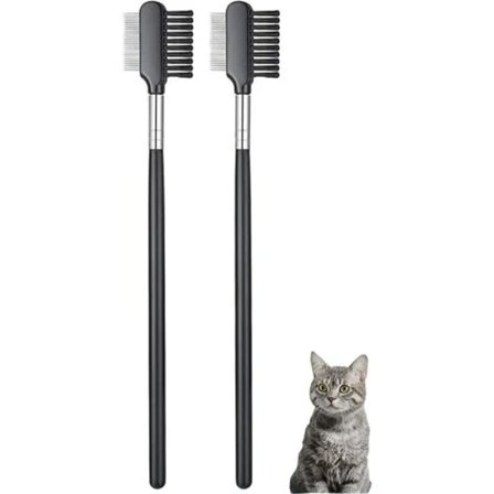 /EA/ Sett med 2 deler Hundetårekam Hund Øyekam Fjerningskam for tåreflekker Dobbeltsidig Hund Øyepleiekam