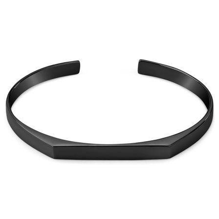 5 mm Polished Black Adjustable Stainless Steel Angular Cuff Bracelet for Men - Cuff bracelets