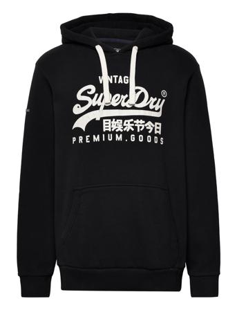 Vintage Logo Heritage Hood Hoodie Trøje Sort Superdry